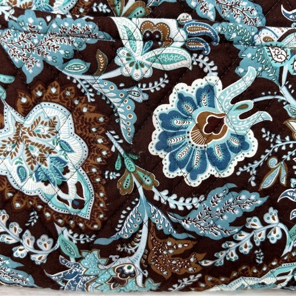 VERA BRADLEY Zip Tote Bag Java Blue 2006 Pattern Turquoise Brown Teal Strap - Picture 9 of 9